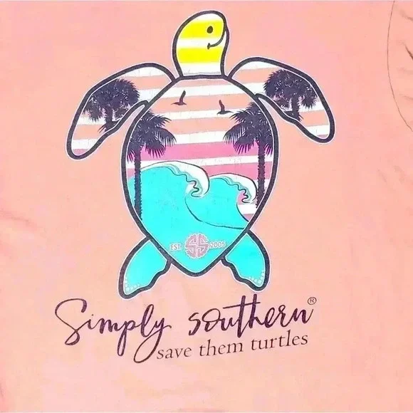 Simply Southern Turtle Tee Shirt - S - Picture 3 of 7